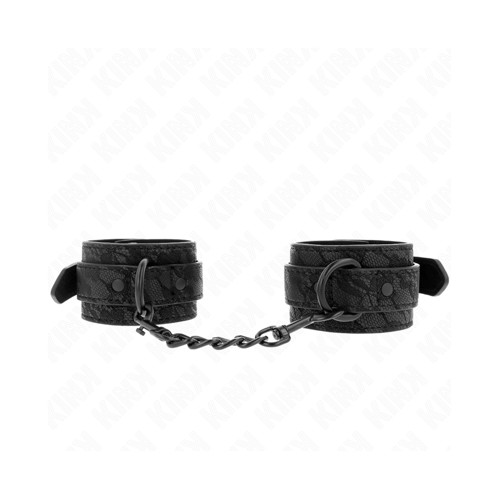 Kink Wrist Restraint Dark/Black Kink - Lace Covered Wrist Cuffs Adjustable 19-26 Cm