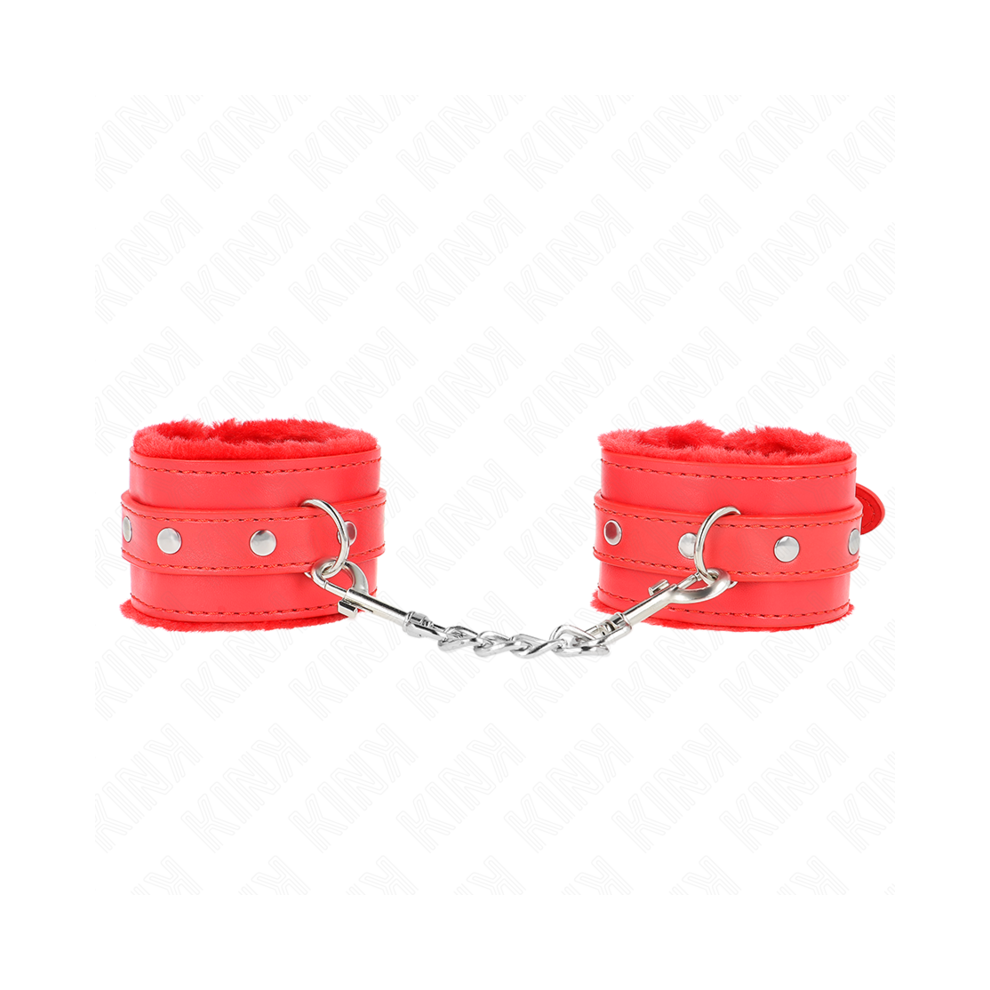 Kink Wrist Restraint Red Kink - Premium Fur Lined Wrist Restraints With Belt Adjustable 17-29 Cm X 6 Cm