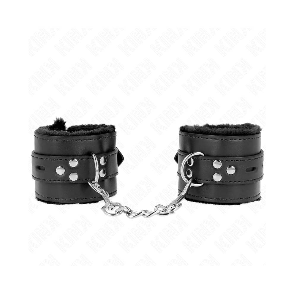 Kink Wrist Restraint Black Kink - Fur Lined Wrist Restraints With Square Holes And Belt Adjustable 17-29 Cm X 6 Cm