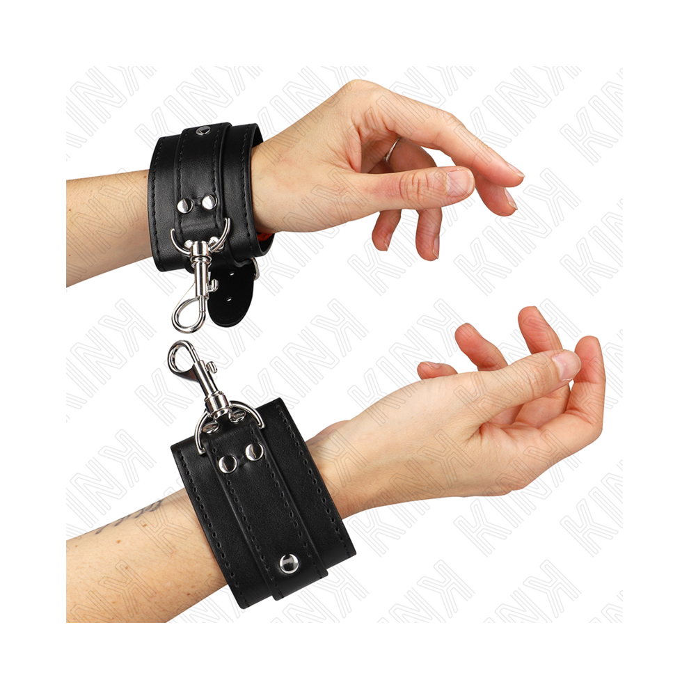 Kink Wrist Restraint Black Kink - Lockable Dungeon Wrist Restraints Adjustable 21-28 Cm X 5.5 Cm