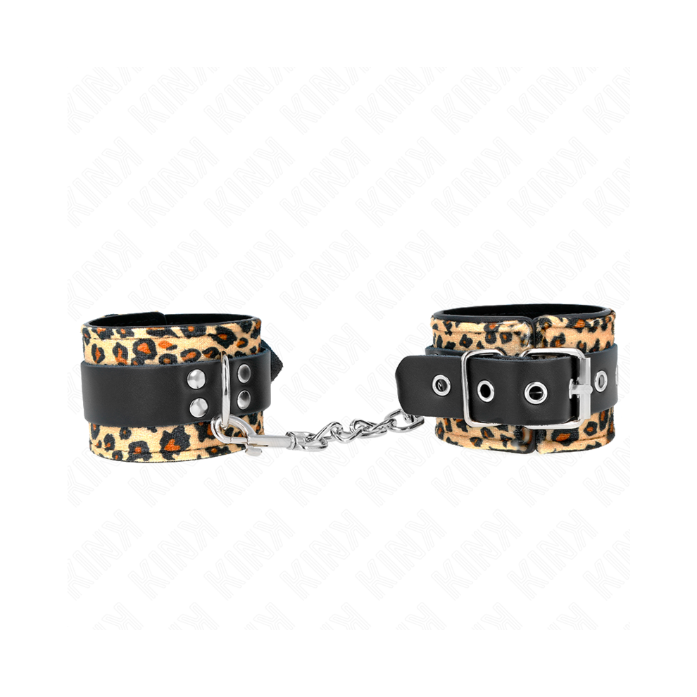 Kink Wrist Restraint Kink - Leopard Real Leather Wrist Restraint Adjustable 18-29 Cm X 5.5 Cm