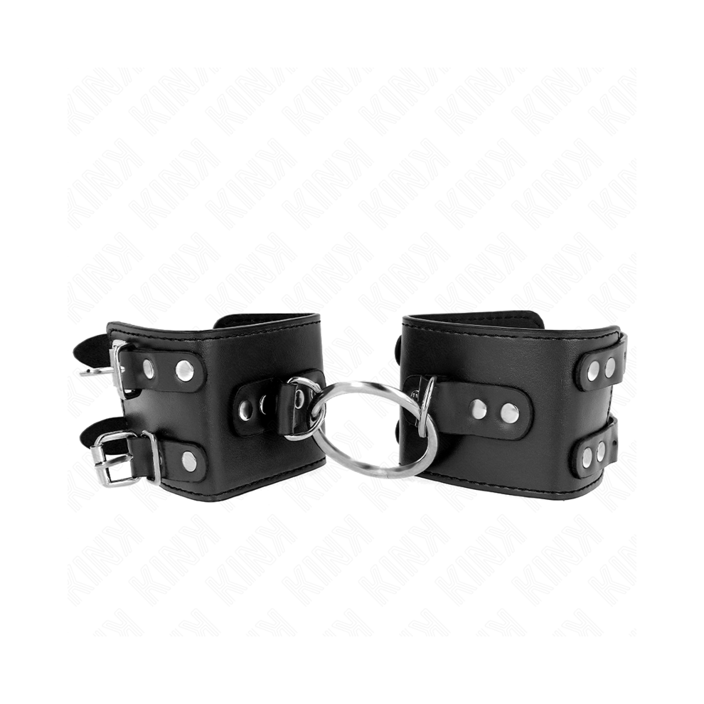 Kink Wrist Restraint Black Kink - Fixed Wrist Restraints With Ring And Studs Adjustable 17-22 Cm X 6.5 Cm