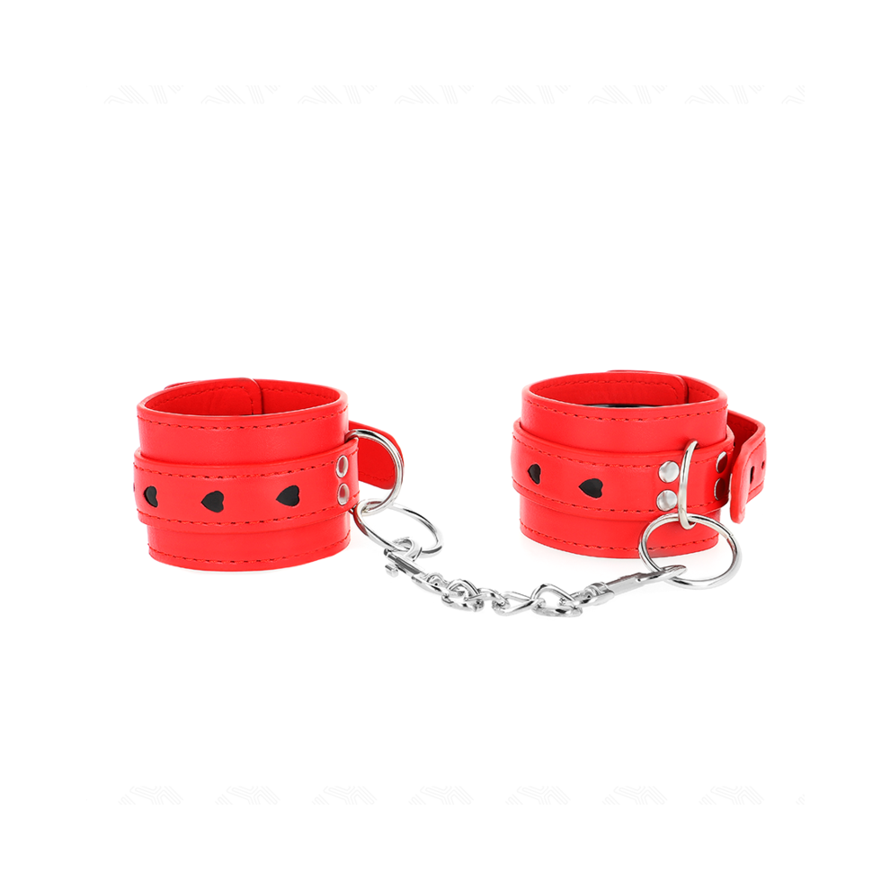 Kink Wrist Restraint Red/Black Kink - Wrist Restraints With Heart Inlay Adjustable 21-28 Cm X 5.5 Cm