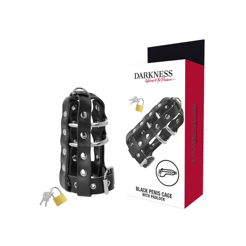 Darkness Bondage Darkness - Leather Chastity Cage With Lock