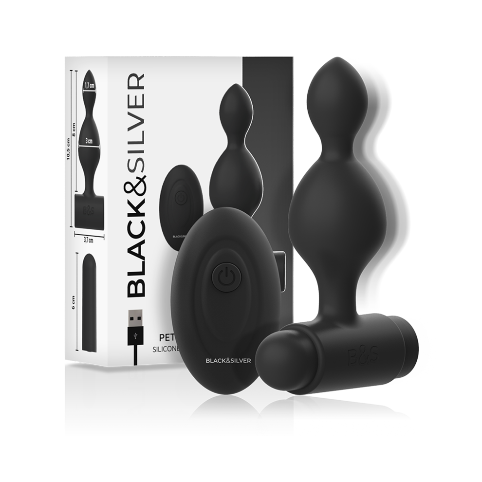 Black&Silver Black/Silver & - Tucker Small Silicone Anal Plug Remote Control