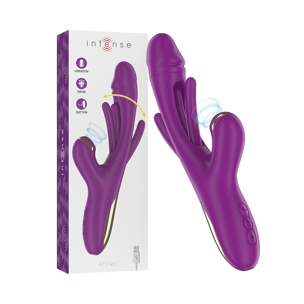 Intense Fun Purple Intense - Ateneo Rechargeable Multifunction Vibrator 7 Vibrations With Oscillating Tongue And Suction