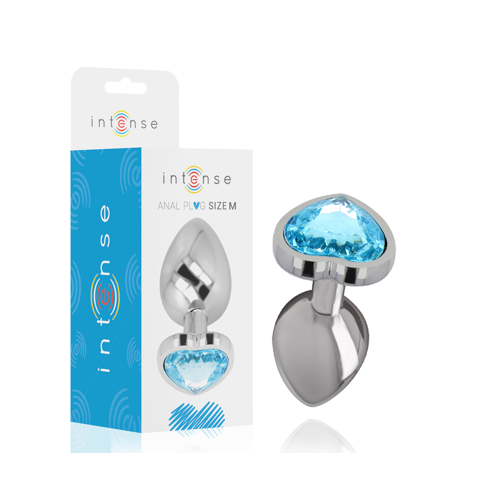 Intense Anal Toys Blue Intense - Aluminum Metal Anal Plug Heart Size M