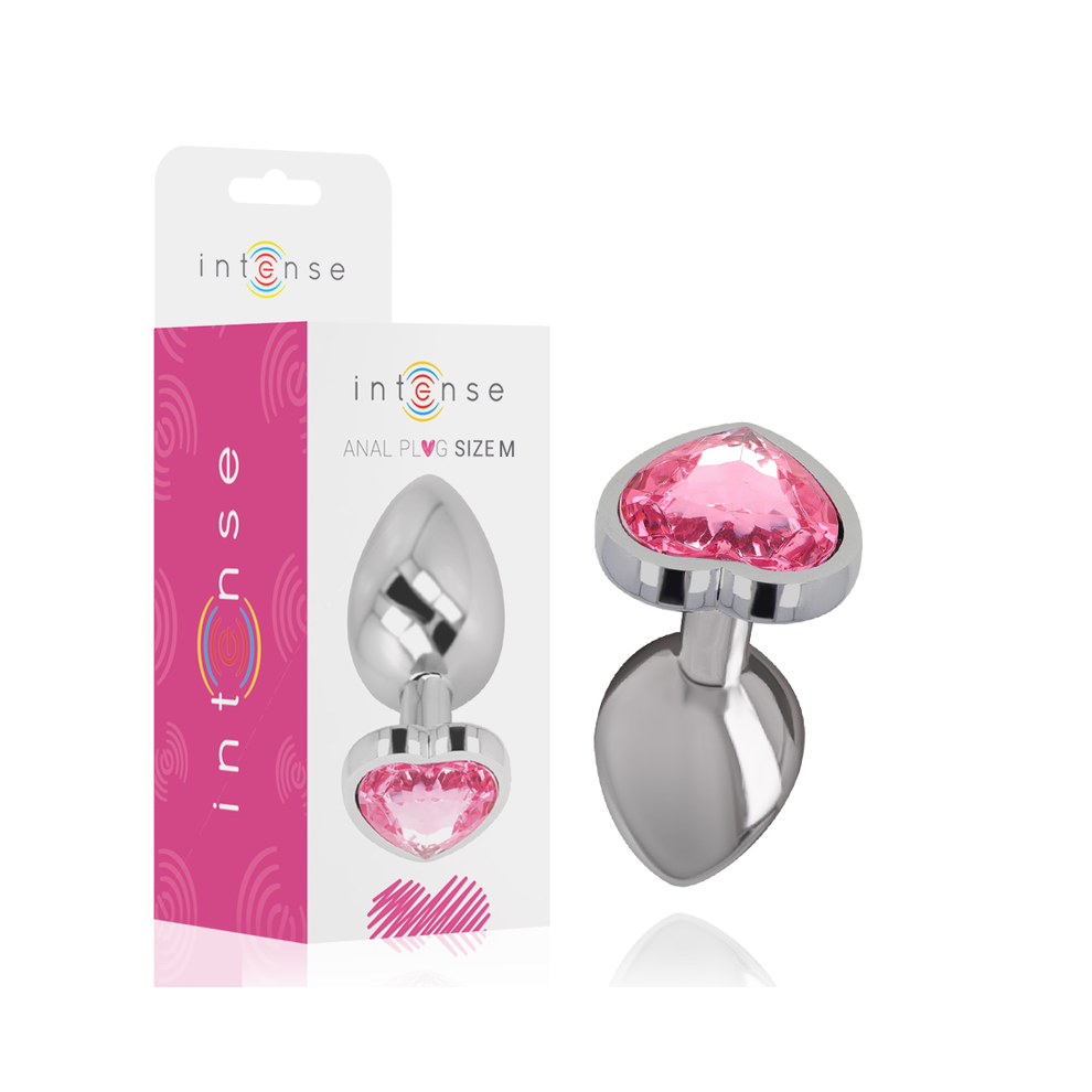 Intense Anal Toys Pink Intense - Aluminum Metal Anal Plug Heart Size M