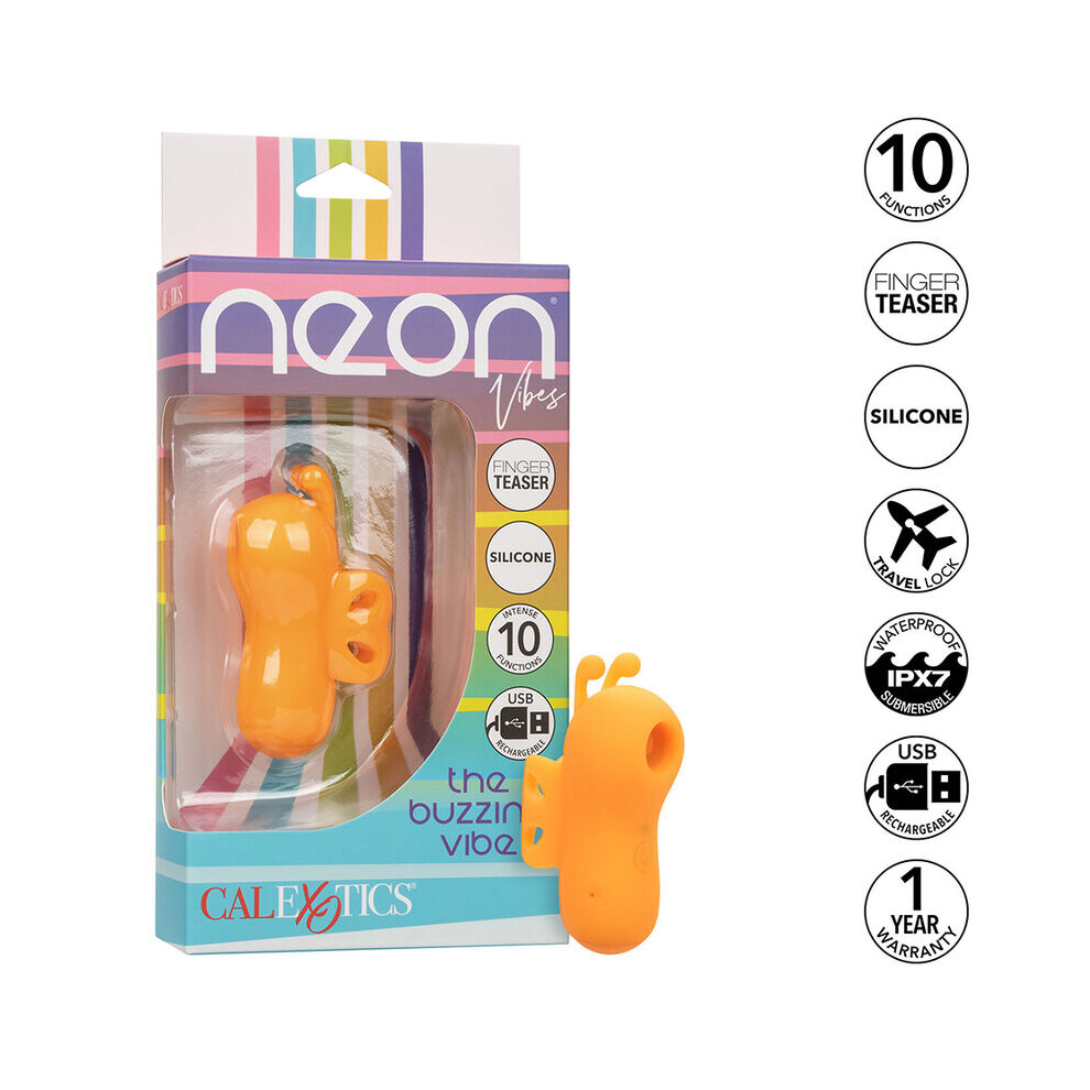 Calexotics Orange - Neon Vibes The Buzzing Vibe Finger Stimulator 10 Vibrations