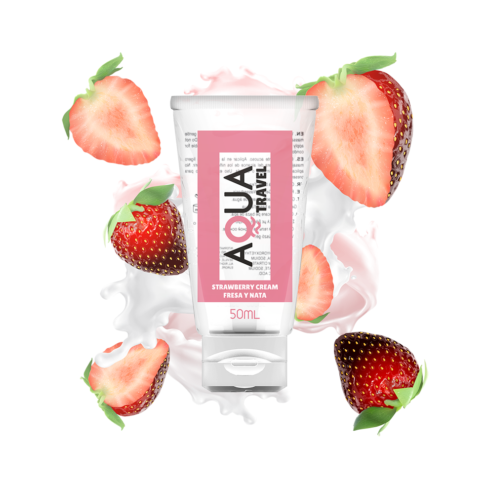 Aqua Travel Cream - Strawberry Flavour Waterbased Lubricant - 50 Ml