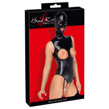 Bad Kitty Sexet Læder Brystløs Bodysuit med Maske S