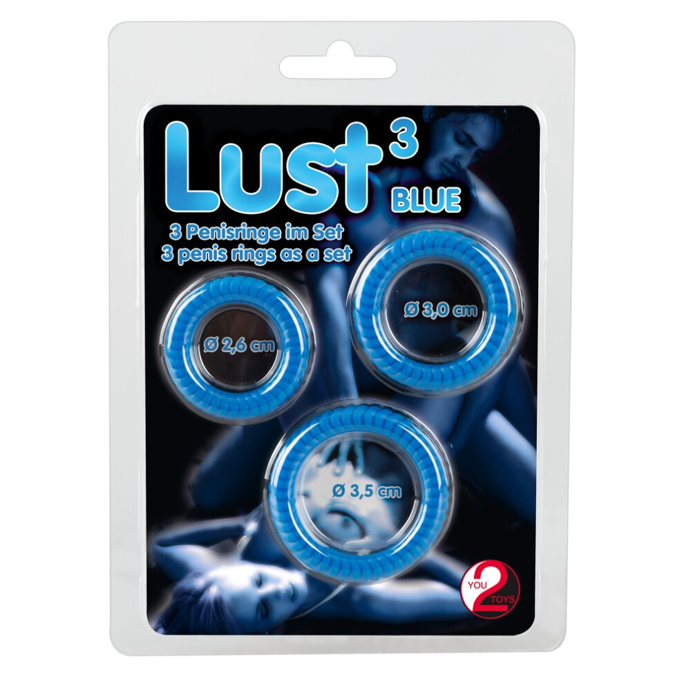 You2toys Lust Cock Ring Trio Blau