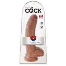 Cock 9" with Balls Tan