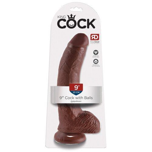 Cock 9" with Balls brown