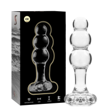 NEBULA SERIES BY IBIZA - MODEL 1 ANAL PLUG BOROSILICATE GLASS CLEAR 10.5 CM -O- 3 CM TALLA 1