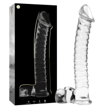 NEBULA SERIES BY IBIZA - MODEL 23 DILDO BOROSILICATE GLASS CLEAR 21.5 CM -O- 4 CM TALLA 1