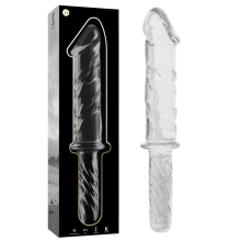 NEBULA SERIES BY IBIZA - MODEL 24 DILDO BOROSILICATE GLASS CLEAR 28.5 CM -O- 5 CM TALLA 1