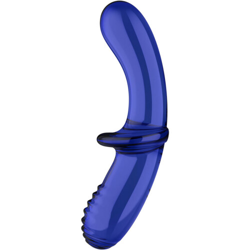 SATISFYER - DOUBLE CRYSTAL DILDO TRANSPARENT AZUL