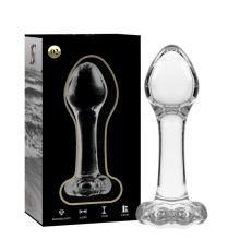 NEBULA SERIES BY IBIZA - MODEL 2 ANAL PLUG BOROSILICATE GLASS CLEAR 11 CM -O- 3.5 CM TALLA 1