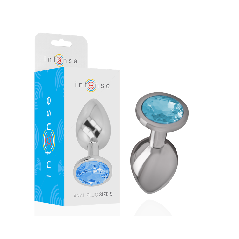 Intense Anal Toys Blue Intense - Aluminum Metal Anal Plug With Crystal Size S