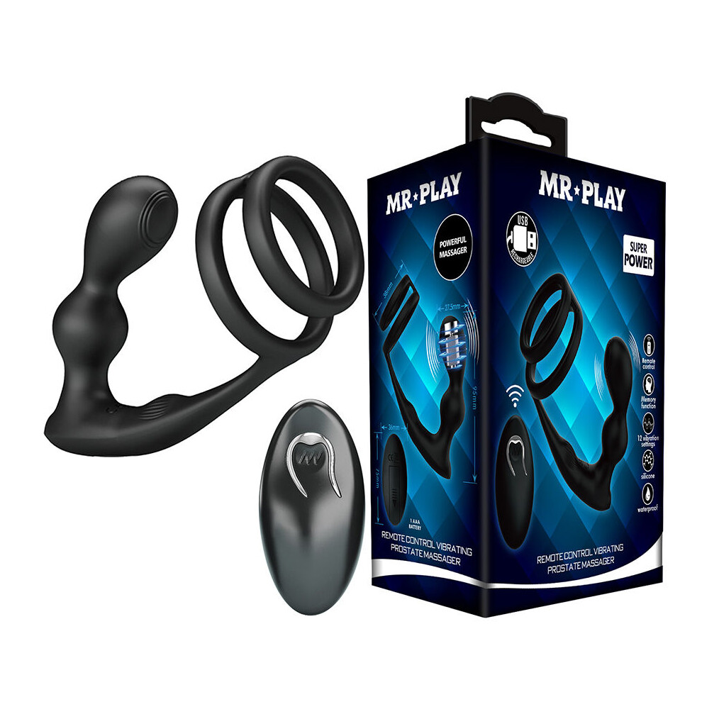 Mr Play - Vibrating Anal Plug With Penis Ring Remote Control