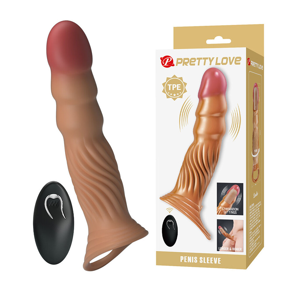 Pretty Love Male Pretty Love - Textured Penis Sleeve With Vibration And Remote Control