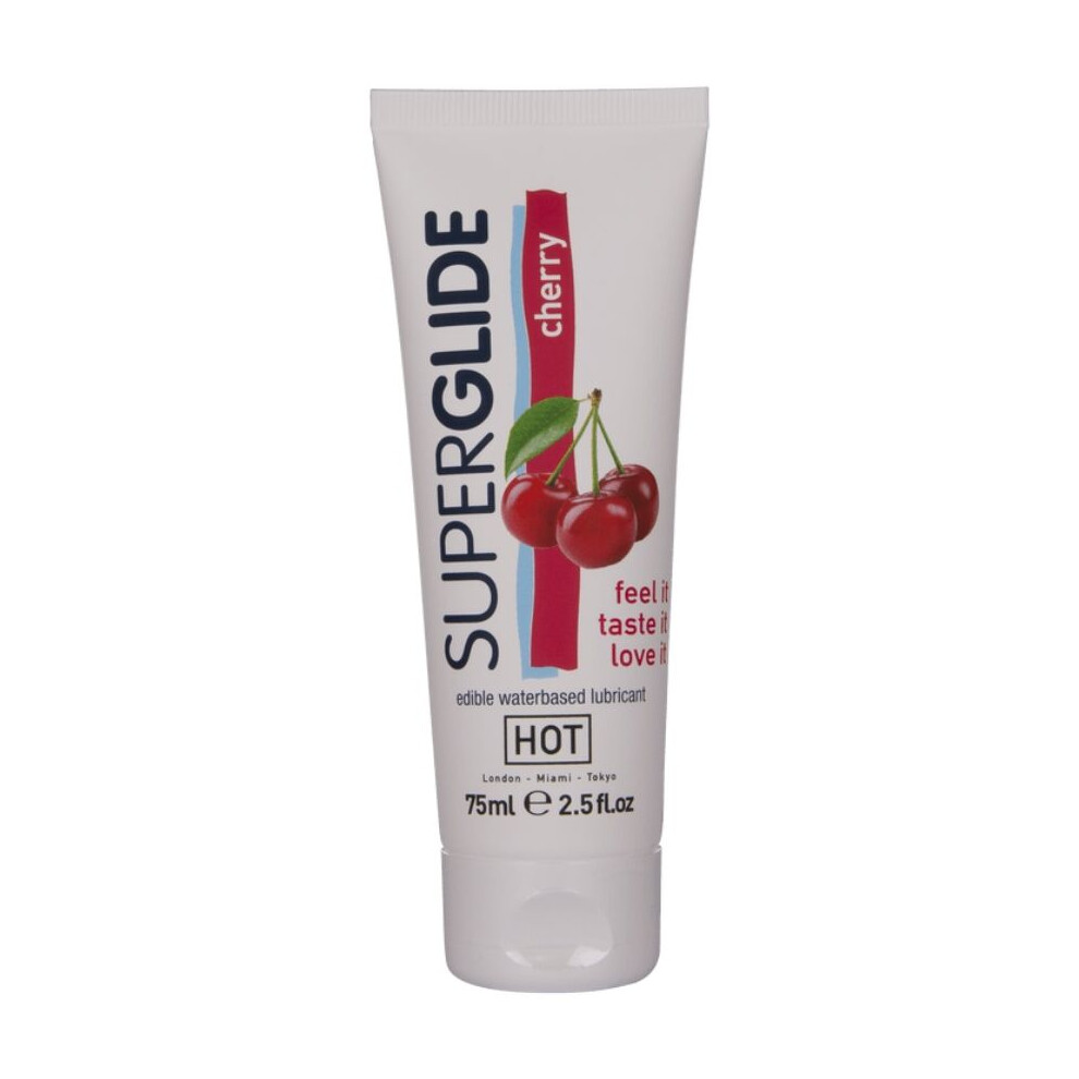 Hot - Superglide Edible Lubricant Waterbased Cherry 75 Ml