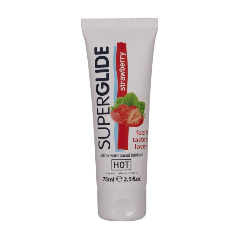 Hot - Superglide Edible Lubricant Waterbased Strawberry 75 Ml
