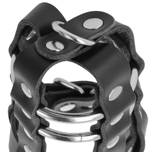 DARKNESS - LEATHER CHASTITY CAGE WITH LOCK 2