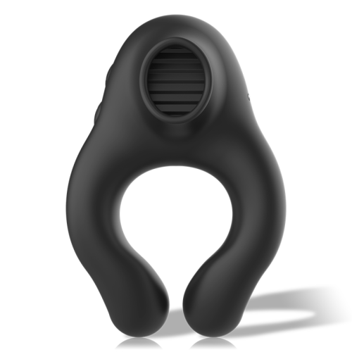 BLACK&SILVER - SILICONE VIBRATOR RING 3 MOTORS RECHARGEABLE BLACK 1