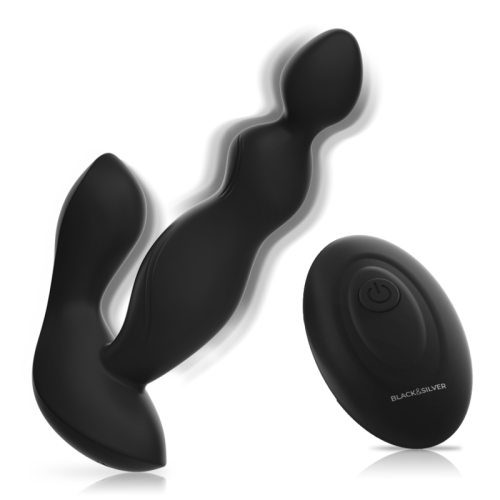 BLACK&SILVER - CORA ANAL PLUG SILICONE REMOTE CONTROL 2