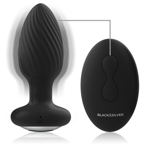 BLACK&SILVER - WELLS PLUG SILICONE ANAL ROTATOR REMOTE CONTROL 2