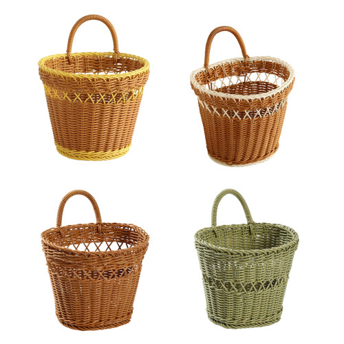 Space Saving Wall Mounted Wicker Basket-Brown white border 1