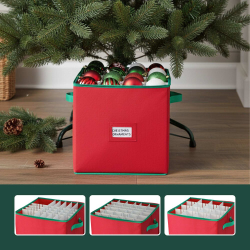Christmas Bauble Storage Box, Holds 64, Adjustable Dividers 1