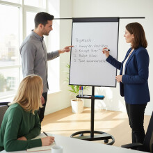 Flipchart whiteboard, magnetisch, 100x70 cm, met verrijdbare standaard