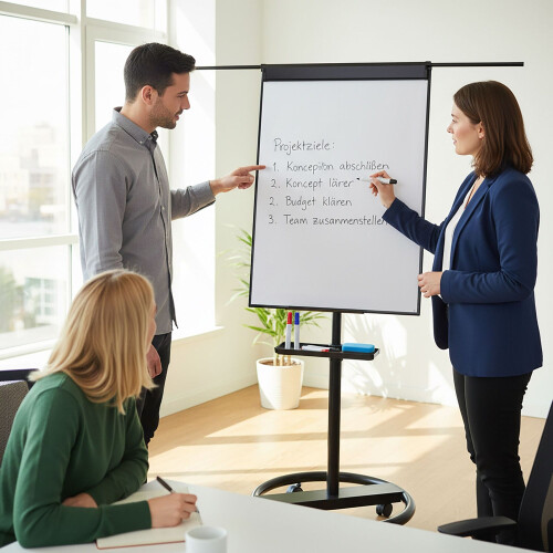 Flipchart-Whiteboard, magnetisch, 100 x 70 cm, mit mobilem Ständer