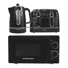 Kettle, Toaster & Microwave Set, Diamond Collection by Hamilton Beach, Black