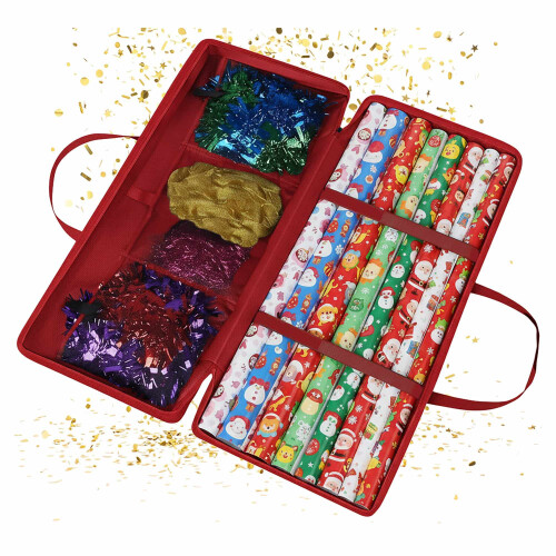 Aufbewahrungsbeutel für Geschenkpapier mit Netztaschen