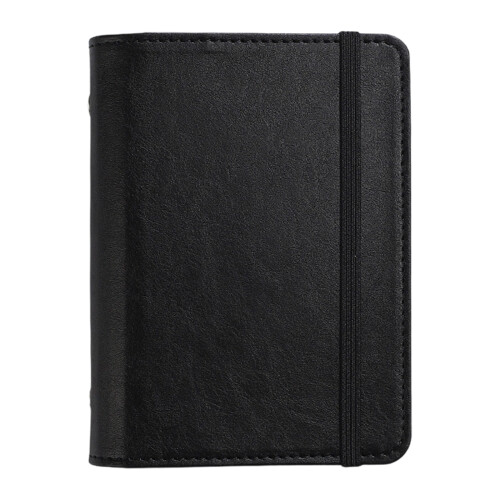 5-Rings PU Leather Binder Notebook With 80 Sheets Pocket-black