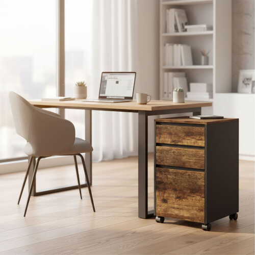 Mobile 3-Drawer Cabinet with Hanging File System 1