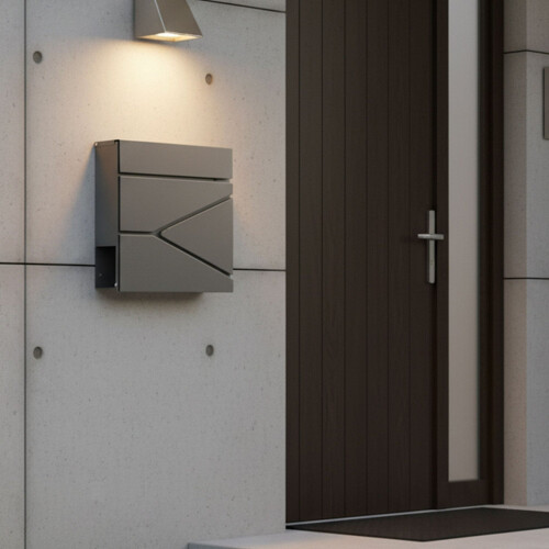 Wall-Mounted Mailbox with Newspaper Slot and Rain Canopy 2