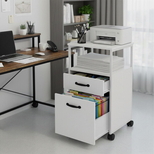 Rolling File Cabinet with 2 Drawers, Mobile Office Storage