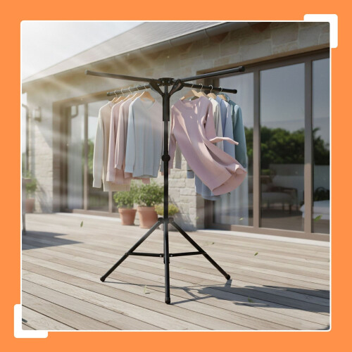 Tendedero plegable para ropa, ahorra espacio, 4 brazos 1