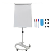 Flipchart Whiteboard, 100x70 cm, Mobile with Side Arms