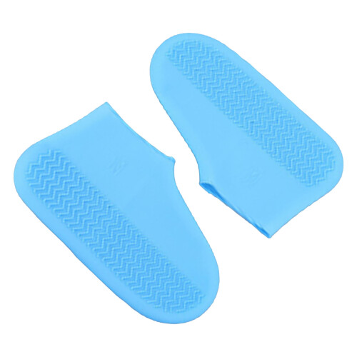 Surchaussures imperméables en silicone bleues, réutilisables 2
