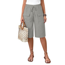 Wide Leg Linen Pants for Women Breathable Loose-Light Gray S