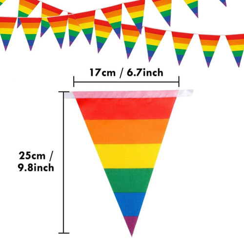 Regenbogenfarbene Polyester-Wimpelkette, 5 m, 15-seitig 1
