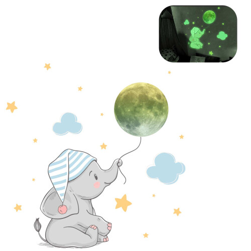 Glow-in-the-Dark Wall Stickers Bear Moon Stars4pcs 1