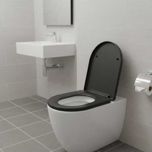 Asiento de inodoro de duroplast de cierre lento, extraíble, ajuste universal 1