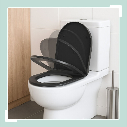 Asiento de inodoro de duroplast de cierre lento, extraíble, ajuste universal 2